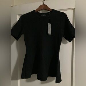 Tahari black small NWT black short sleeve peplum sweater